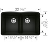 Blanco 442914 Diamond Equal Double Low Divide in Coal Black