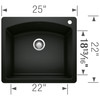 Blanco 442905 Diamond Single Bowl Dual Mount in Coal Black
