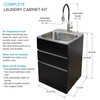 All-in-One 44.8-in x 22-in x 35-in Metal Undermount Laundry/Utility Sink and Cabinet in Matte Black