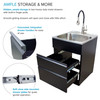 All-in-One 44.8-in x 22-in x 35-in Metal Undermount Laundry/Utility Sink and Cabinet in Matte Black
