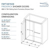 Semi-frameless bypass shower door featuring EXCLUSIVE TruMotion technology in Polished Chrome frame finish with smooth clear glass texture and modern Sabrina handles 45-3/4-in to 47-in W x 76-in H