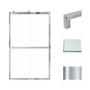 Frameless bypass shower door in polished chrome frame finish with smooth clear glass texture and classic Riley handles 48-in W x 80-in H