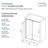 Transolid IPD487610C-R-MB Semi-frameless pivot shower door in matte black frame finish with smooth glass texture 44-in to 48-in W x 76-in H