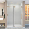 Transolid TPBT608010C-J-CB Frameless sliding shower door with fixed panel in champagne bronze with clear glass and Justin handles