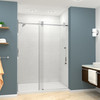 Transolid TPBT608010L-J-PC Frameless sliding shower door with fixed panel in polished chrome with low iron glass and Justin handles
