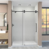 Transolid TPBT608010L-R-MB Frameless sliding shower door with fixed panel in matte black with low iron glass and Riley handles