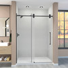 Transolid TBD608010C-S-MB Teegan 59-in W x 80-in H Frameless Sliding Door with Fixed Panel in Matte Black with Clear Glass