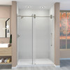Transolid TBD608010L-S-BS Teegan 59-in W x 80-in H Frameless Sliding Door with Fixed Panel in Brushed Stainless with Low Iron Glass