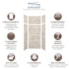 Transolid SWKX36367224-49 SaraMar 36-in x 36-in x 96-in Glue to Wall 6-Piece Shower Wall Trimmable Kit with Extension, Sand Creme
