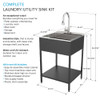 Transolid K-EWS-2422S-MB  24-in W x 22.1-in D x 35.2-in H Laundry Sink/Wash Stand All-in-One Kit, Matte Black