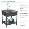 Transolid K-EWS-2422S-MB  24-in W x 22.1-in D x 35.2-in H Laundry Sink/Wash Stand All-in-One Kit, Matte Black