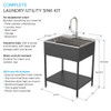 Transolid K-EWS-2822S-MB 28-in W x 22.1-in D x 35.2-in H Laundry Sink/Wash Stand All-in-One Kit, Matte Black