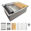 Transolid KWSST272210-MR2 27-in X 22-in X 10-in 18-Gauge Drop-in Stainless Steel Kitchen Workstation Sink with MR2 Faucet Holes