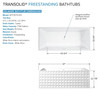 Transolid K-AFTD6731-G31 Delmare 67-in x 31-in x 23-in Freestanding Acrylic Bathtub Kit With Center Drain And Bath Pillow, White (Gloss)
