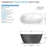 Transolid K-AFTF5929-G31M40 Finley 59-in x 29-in x 23-in Freestanding Acrylic Bathtub Kit With Center Drain And Bath Pillow, Marble Grey/White (Gloss)