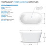 Transolid KF-AFTM5931-G31PC Maris 59-in x 31-in x 23-in Freestanding Acrylic Bathtub Kit With Center Drain, Bath Pillow And Polished Chrome Tub Filler, White (Gloss)