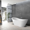 Transolid KF-AFTS6731-G31PC Skylar Grande 67-in x 31-in x 27-in Freestanding Acrylic Bathtub Kit With Center Drain, Bath Pillow And Polished Chrome Tub Filler, White (Gloss)