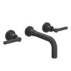 Rohl A2207LMMBTO-2 Lombardia Wall Mount Widespread Bathroom Faucet with Metal Lever Handle, Matte Black