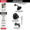 Delta T17433-BL Kayra Monitor 17 Series Tub and Shower Trim, Matte Black
