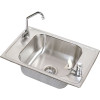 Stainless Steel Single Bowl Top Mount Sink and Faucet Kit with 2 Faucet Holes in Brushed Satin