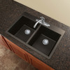 33-in x 22-in x 9.5-in silQ Granite Kitchen Sink with Double Equal Bowls, Drop-in Installation, with 1 Pre-Drilled Faucet Hole, in Espresso