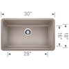 18-in x 30-in Granite 9.5-in Deep Kitchen Sink, in Truffle
