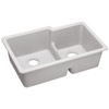 33" x 20-1/2" x 9-1/2" Quartz Offset 60/40 Double Bowl Undermount Sink with Aqua Divide in White