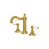 Rohl A1409LPULB-2 Acqui Column Spout Widespread Bathroom Faucet with White Porcelain Lever Handle, Unlacquered Brass