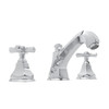 High Neck Widespread Lavatory Faucet with Hex Spout Cross Handles and Pop-Up in Polished Chrome
