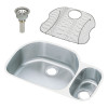 Elkay ELUH3221RDBG Stainless Steel Double Bowl Undermount Sink Kit in Lustrous Highlighted Satin