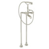 Rohl AKIT1901NXMPN Exposed Floor Mount Tub Filler with Cross Handle Handshower and Floor Pillar Legs or Supply Unions in Polished Nickel