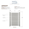 Transolid SWK483696-27V SaraMar 48-in x 36-in x 96-in Glue to Wall 3-Piece Shower Wall Trimmable Kit, Grey Beach Velvet