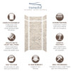 Transolid SWKX36368412-49V SaraMar 36-in x 36-in x 96-in Glue to Wall 6-Piece Shower Wall Trimmable Kit with Extension, Sand Creme Velvet
