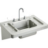 Commercial Surgeons Lavatory Sink Package with 3 Faucet Holes in Buffed Satin