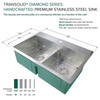 Diamond Sink Kit with Equal Double Bowls, Micro Dual Mount Installation, 5 Pre-Drilled Holes, Magnetic Accessories Kit, and Drain Kit