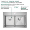 Transolid KKM-DTDE332210-FR2 Diamond Sink Kit with Equal Double Bowls, Micro Dual Mount Installation, 2 Pre-Drilled Holes, Magnetic Accessories Kit, and Drain Kit