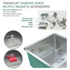 Diamond Sink Kit with Equal Double Bowls, Micro Dual Mount Installation, 2 Pre-Drilled Holes, Magnetic Accessories Kit, and Drain Kit