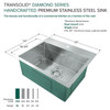 Transolid KKM-DTSB252210-3 Diamond Sink Kit with Single Bowl, Micro Dual Mount Installation, 3 Pre-Drilled Holes, Magnetic Accessories Kit, and Drain Kit