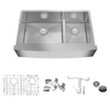 Diamond Sink Kit with Farmhoue Style Super Single Bowl, Magnetic Accessories Kit, and Drain Kit
