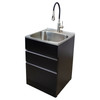 All-in-One 22-in x 22-in x 35-in Metal Undermount Laundry/Utility Sink and Cabinet in Matte Black