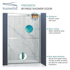 Semi-frameless bypass shower door featuring EXCLUSIVE TruMotion technology in Polished Chrome frame finish with smooth clear glass texture and modern Sabrina handles 45-3/4-in to 47-in W x 70-in H