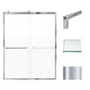 Frameless bypass shower door in polished chrome frame finish with frosted glass texture and classic Turin handles 60-in W x 80-in H