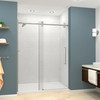 Transolid TPBT608010C-T-BS Frameless sliding shower door with fixed panel in brushed stainless with clear glass and Turin handles