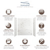 Transolid SWK603672-47V SaraMar 60-in x 36-in x 72-in Glue to Wall 3-Piece Shower Wall Trimmable Kit, White Venito Velvet