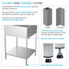 Transolid EWS-2422S 24-in W x 22.1-in D x 35.2-in H Stainless Steel Laundry Sink and Wash Stand, Brushed Stainless