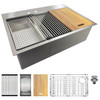 Transolid KWSST322210-ML2 32-in X 22-in X 10-in 18-Gauge Drop-in Stainless Steel Kitchen Workstation Sink with ML2 Faucet Holes