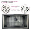 Transolid PUSS331911GM Studio 33-in x 19-in x 11-in 14 Gauge Super Single Bowl Undermount Stainless Steel Kitchen Sink With SinkPocket™, Bottom Sink Grid, And Flip-Top Sink Strainer, Gun Metal