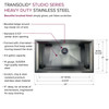 Transolid PUSS331911GM Studio 33-in x 19-in x 11-in 14 Gauge Super Single Bowl Undermount Stainless Steel Kitchen Sink With SinkPocket™, Bottom Sink Grid, And Flip-Top Sink Strainer, Gun Metal