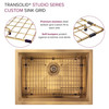 Transolid PUSB261911SB Studio 26-in x 19-in x 11-in 14 Gauge Single Bowl Undermount Stainless Steel Kitchen Sink With SinkPocket™, Bottom Sink Grid, And Flip-Top Sink Strainer, Satin Brass