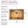 Transolid PUSB261911SB Studio 26-in x 19-in x 11-in 14 Gauge Single Bowl Undermount Stainless Steel Kitchen Sink With SinkPocket™, Bottom Sink Grid, And Flip-Top Sink Strainer, Satin Brass